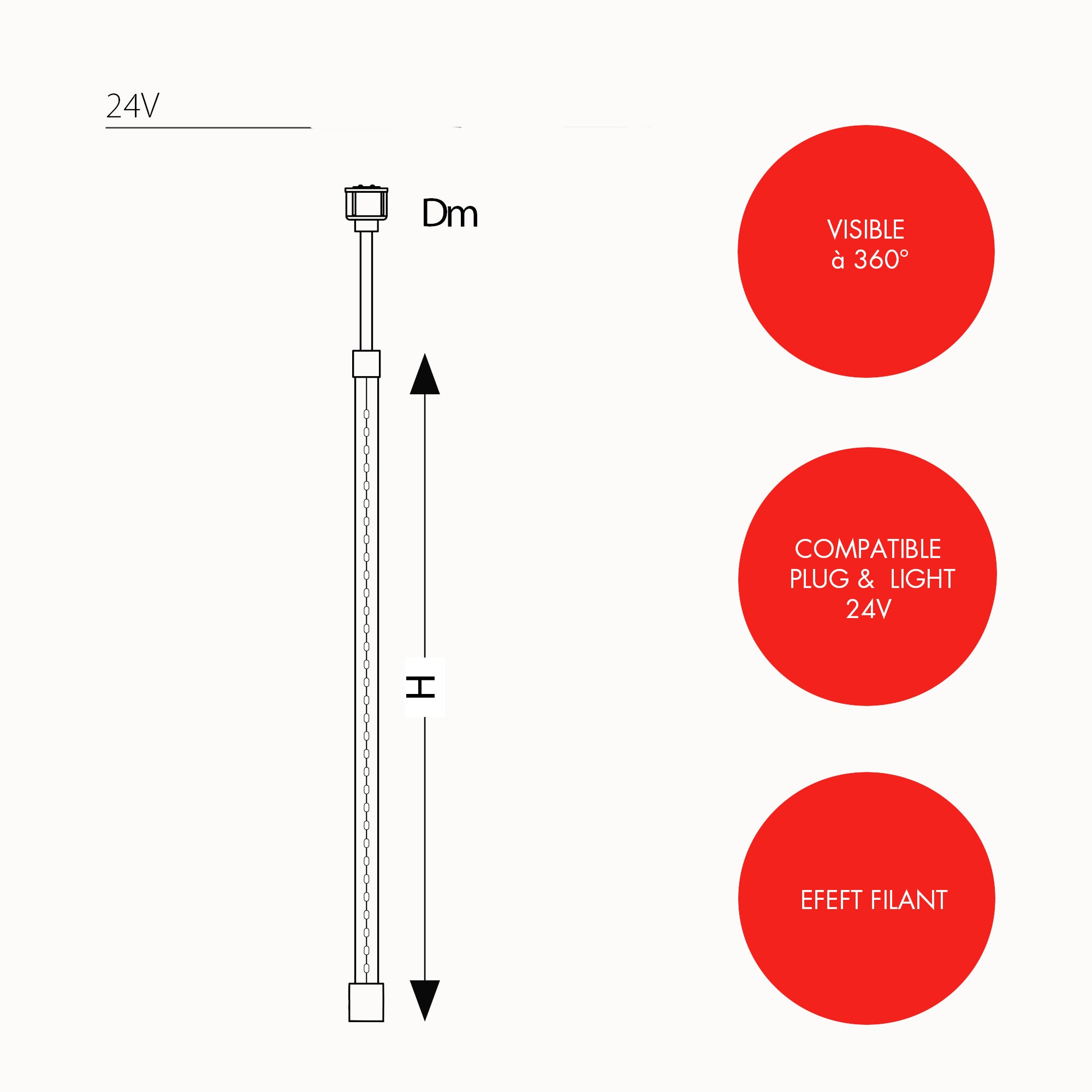 Droplight effet chute de neige - H50cm- 24V